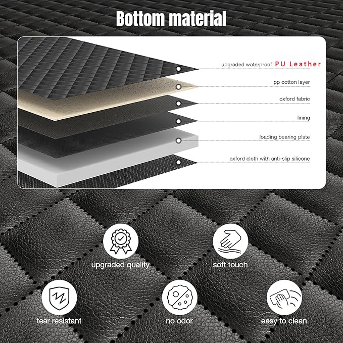 AsFrost Upgraded PU Leather Dog Car Seat Cover for Back Seat, Waterproof Scratchproof Back Seat Extender Protector with Hard Bottom for Dogs Travel Camping, Dog Hammock Bed for Cars SUVs Trucks-Black