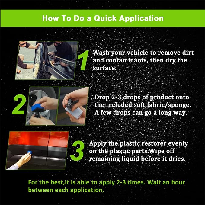 FOLLOWIN Plastic Restorer for Cars, Plastic Coating Exterior Black Trim Restorer, Ceramic Coating, Resists Water, Dirt, Not Dressing, Highly Concentrated, 60ml