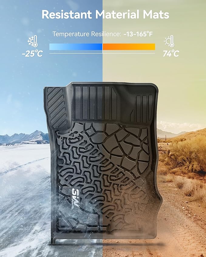 3W Floor Mats Fit for 2021-2024 Ford Bronco 4-Door, All Weather TPE Custom Fit Bronco Floor Liners Car Accessories (Not Fit Sport & Vinyl Floor)