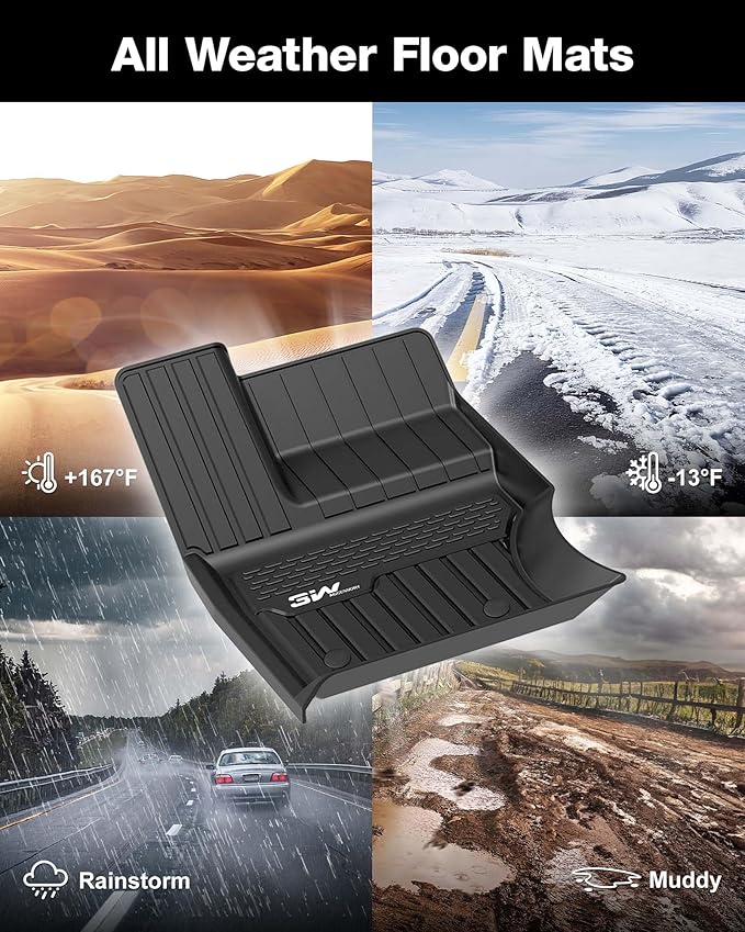 3W Floor Mats Fit Range Rover Sport 2014-2022(Not for Range/Land Rover Discovery Sport) TPE All Weather Custom Fit for Land Rover Sport 1st and 2nd Row Full Set Car Liners - Black