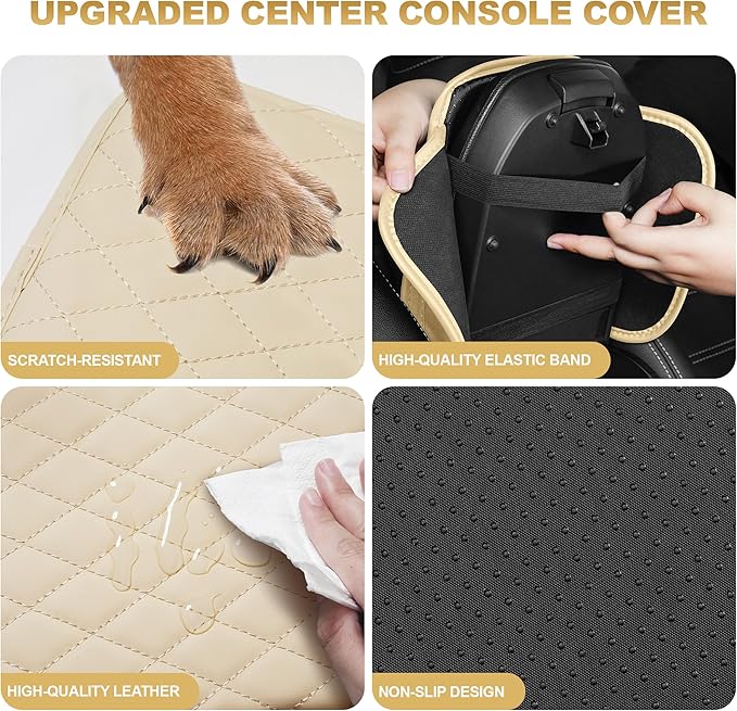 Car Armrest Cover Fit for Acura TLX Leather Center Console Cover Cushion with 2 Storage Bags(Gray)