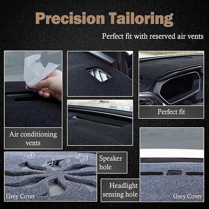 KEYOOG Dashboard Cover Dash Mat Fit for to-yota Tacoma 2015-2005 (Without HUD Models),Car Dash Board Mat Anti-Glare Carpet,Non-Slip Pad Sunshield Protector (Grey)