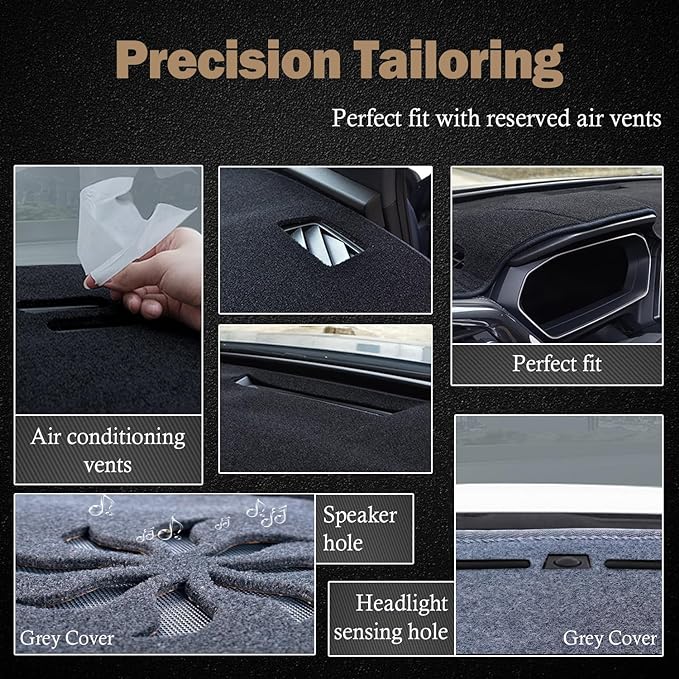 KEYOOG Dashboard Cover Dash Mat Fit for to-yota Tacoma 2023-2016 (Without HUD Models),Car Dash Board Mat Anti-Glare Carpet,Non-Slip Pad Sunshield Protector (Grey)