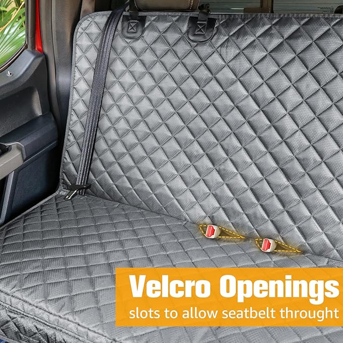 PETICON Dog Car Seat Covers for Truck Ford F-Series/Chevrolet Silverado/Ram/GMC Sierra, Waterproof Pet Back Seat Cover for Trucks, Scratchproof Nonslip Durable Rear Seat Cover for Dogs (Gray)