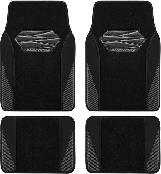 Skechers Car Floor Mats,Waterproof Universal Fit Car Mats,Faux Leather Car Floor Mats,Carbon Floor Mats for Cars with Anti-Slip Skechers Heel Pad Fit for SUV,Vans,Sedans,Trucks,Black
