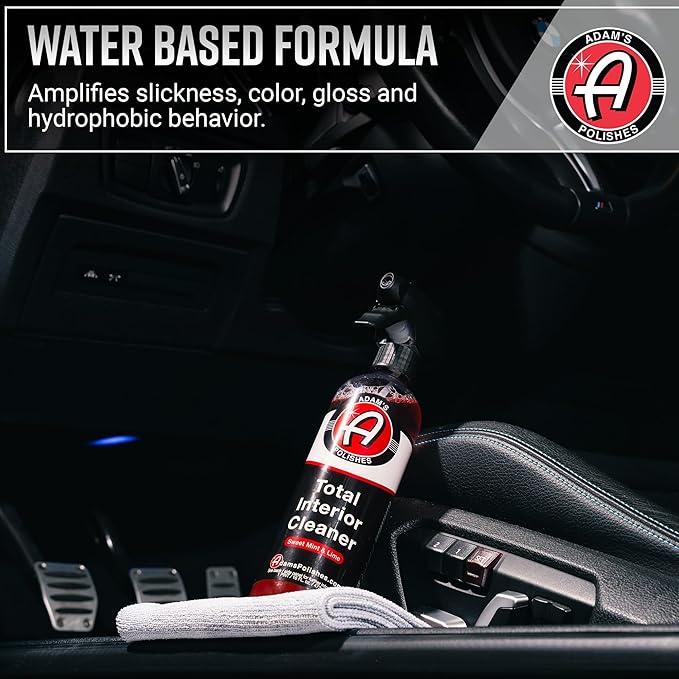 Adam's Polishes Total Interior Cleaner & Protectant, Quick Detailer & SiO2 Protection, Ceramic Infused, Anti-Static, OEM Finish, For Leather, Vinyl, Plastics, Glass & More