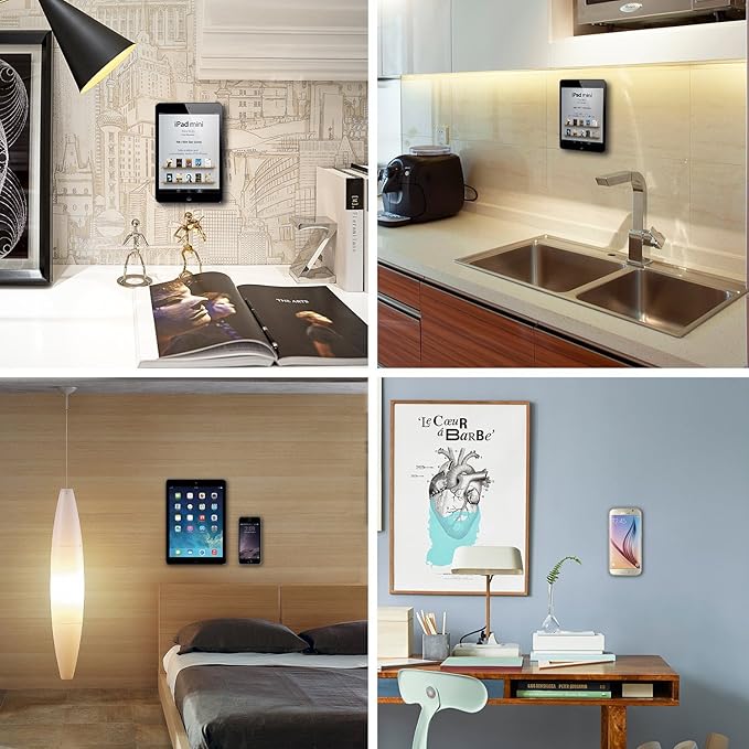 SALEX Magnetic Phone Mount 3 Pack with 3M Adhesive, Black Flat Cell Phone Holder for Car Dash, Truck, Wall, Mirror, Table