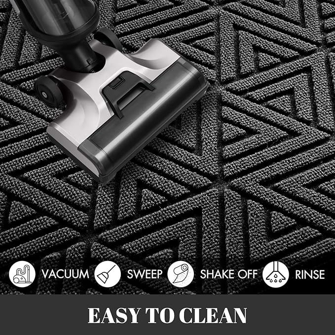 Yimobra Large Door Mat 47x24, All-Weather Waterproof Non-Slip Welcome Matt Outdoor, Heavy Duty Non Slip Doormat for Entryway for Patio and Garage Indoor, Easy Clean, Black