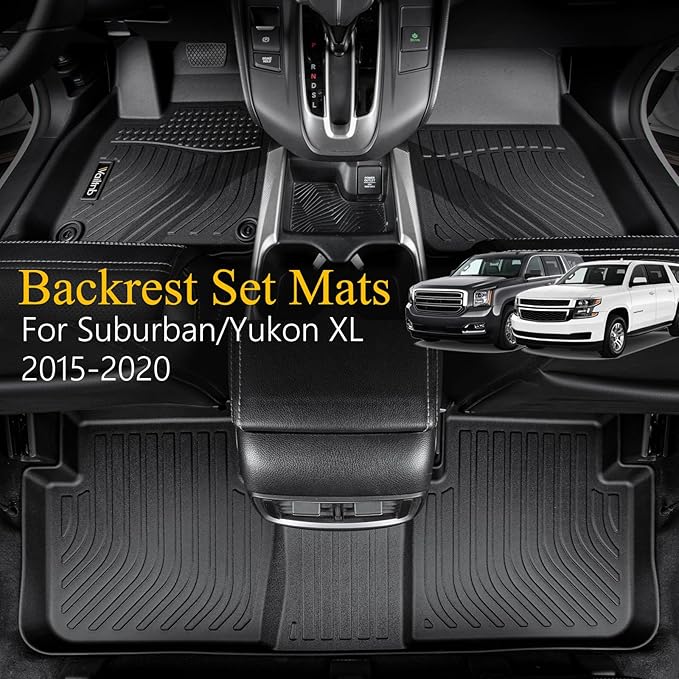 Wailtnb-All Weather Floor Mats & Cargo Liner Backrest Mat for Chevrolet Suburban & GMC Yukon XL 2015-2020 Custom Fit Chevy Suburban & GMC Yukon XL 2015-2020 Waterproof Durable Easy Clean Accessories