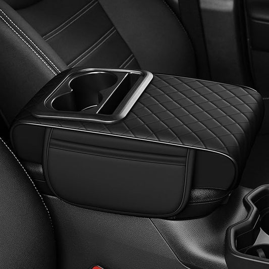 Car Center Console Heighten Cover Fit for Honda Accord Multi-Functional Car Armrest Cover Height Pad with Cup Holder and 2 Side Pockets(Black)