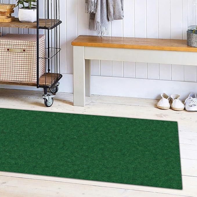 Ottomanson 2'7" x 5' Mud Mat Area Rug Scraper Carpet - Non-Slip, Dirt Trapping for Indoor & Outdoor Use - Ideal for Entryway, Garage, Kitchen, Patio & High-Traffic Areas, Green