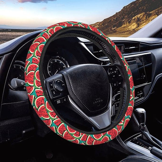 Summer Watermelon Steering Wheel Covers Anti-Slip Elasticity Car Accessories Steering Wheel Protector Universal 15 Inch for Cars SUV Vehicle Truck