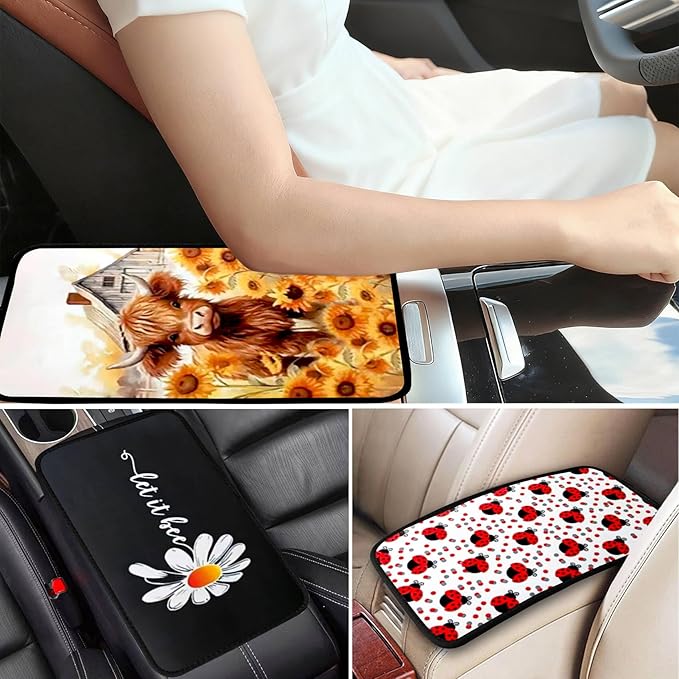 Wolf Vehicle Center Console Armrest Cover Pad,Wolf Car Accessories Soft Middle Console Cushion Pad,Auto Arm Rest Mat Decor Wolfs Gifts for Women Men Dad for Most Vehicle SUV Truck
