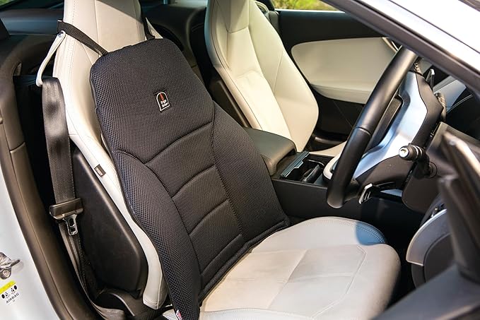 ErgoDriver Tailored Car Seat Back Support – Customisable Lumbar Cushion with Modular Inflatable Air Cells, Breathable Memory Foam, Fits Cars, Vans & Trucks, Portable & Adjustable