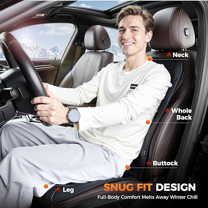 FLORICH Winter Car Seat Cover Furry Seat Cushion for Car Driver or Passenger Seat Cushion Front Car Seat Covers for Full Back Universal Fit for Car SUV Truck Van, Black, 1PCS