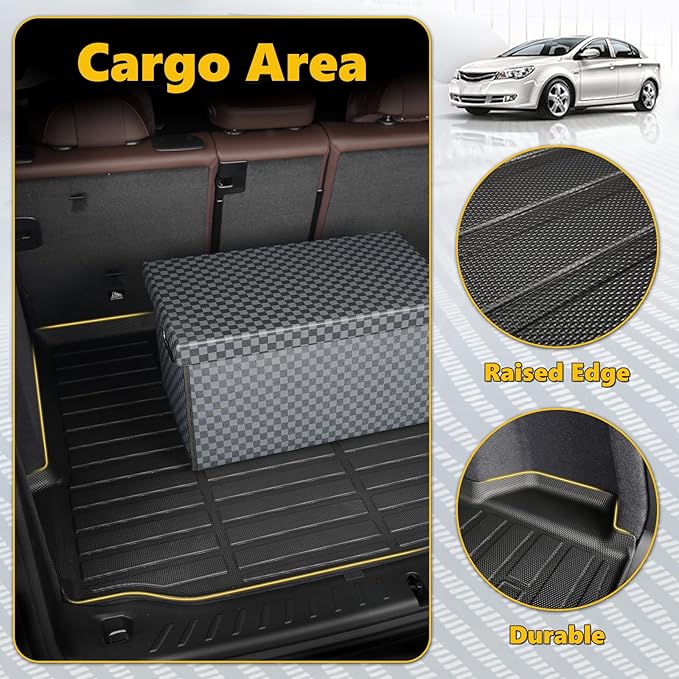 Floor Mats & Cargo Liner for Toyota Corolla 2009-2013, All Weather Automotive TPE Floor Liners Set Anti-Slip Waterproof Accessories (Car Mats+Trunk Mat) Black