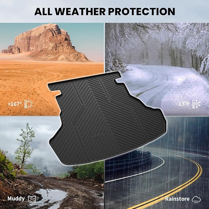LASFIT Trunk Mat for Toyota Camry 2017 2016 2015 2014 2013 2012 (Not Fit Hybrid), Custom Fit TPE All Weather Cargo Mat for Camry 2012-2017 Trunk Liner Rear Cargo Liner, Black