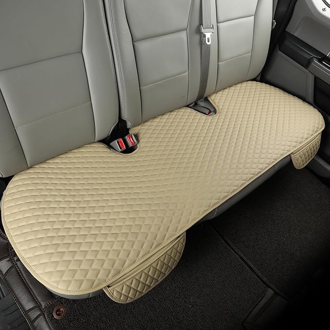 West Llama PU Leather Car Seat Covers Protectors, Bottom Seat Covers for Cars Fit Ford F-150,F-250,F-350(Beige)