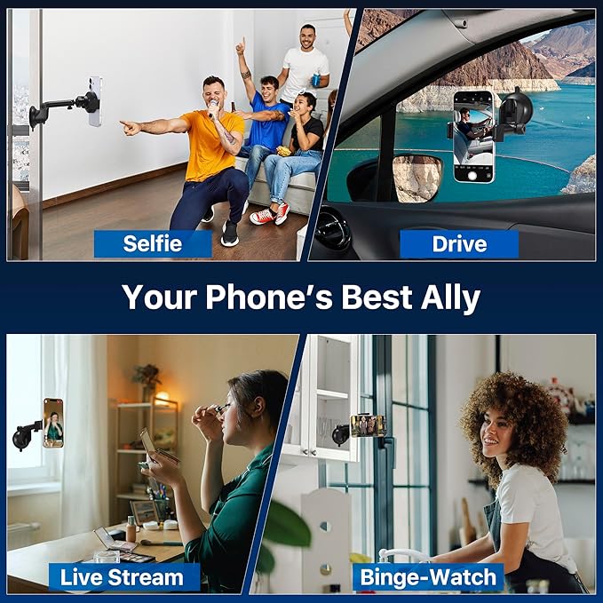 Wireless Car Charger, 15W Fast Car Mount Charger for iPhone 17/16/15/14/13/12/11/10/9/8 Series & Samsung, Auto-Clamping Magnetic Car Phone Holder with Fast Charging for Car & Home Use,Black