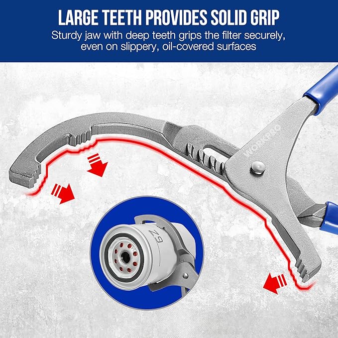 WORKPRO Oil Filter Wrench Set, 9" & 12" Adjustable Oil Filter Removal Pliers Tools, Ideal for Engine Filters, Cars, and Trucks, 2-piece