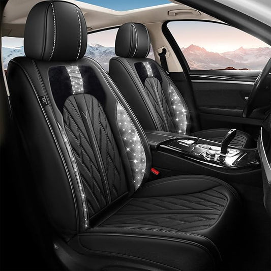 TTX LIGHTING Bling Car Seat Covers fit for Kia Sportage 2009-2026: Leather Seat Protector with Luxury Shining Diamonds (5 Seats, Black&Diamond)