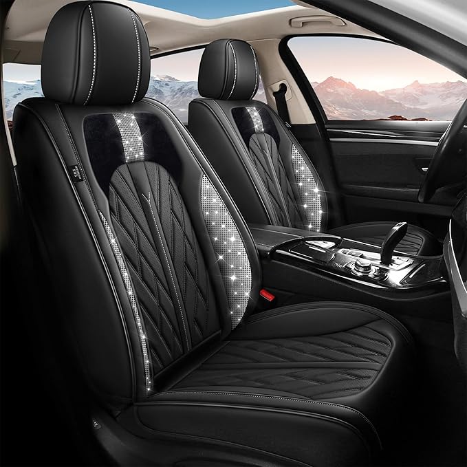 TTX LIGHTING Bling Car Seat Covers fit for Nissan Murano 2011-2026: Leather Seat Protector with Luxury Shining Diamonds (5 Seats, Black&Diamond)