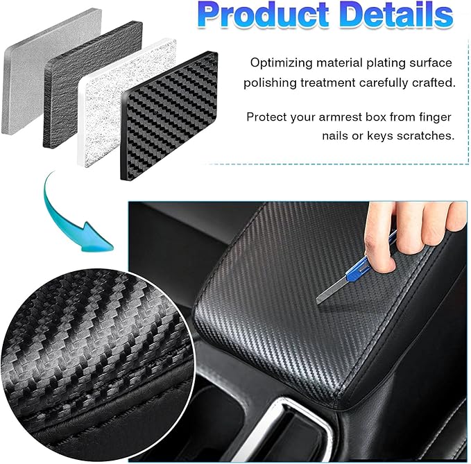 Autorder Center Console Cover for Nissan Sentra 2020 2021 2022 2023 2024 2025 Accessories Carbon Fiber Armrest Cover Anti-Scratch Middle Console Pad Leather Armrest Protector