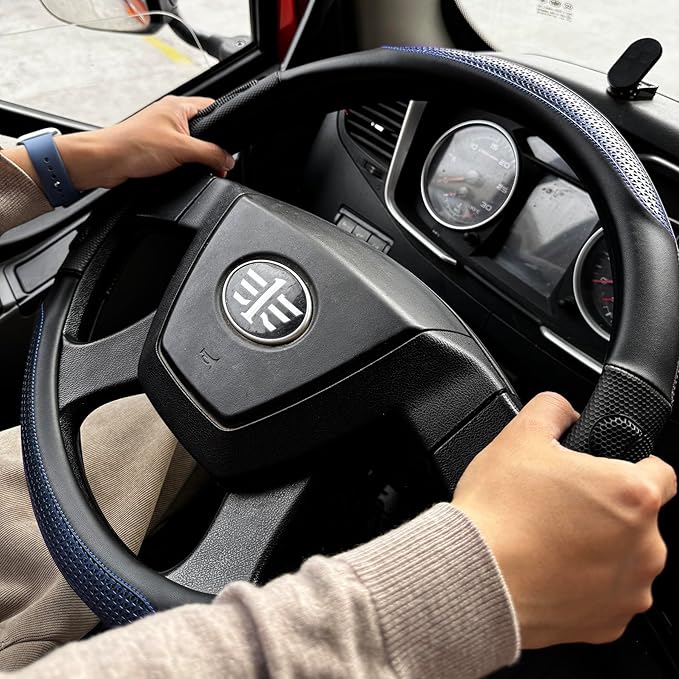 PINCTROT XL Size 17.5-18 Inch Great Grip Steering Wheel Cover for Semi Truck, Fits RV, Big Rig Trucker, 18 Wheeler and Classic Cars, Anti-Slip Design 17.5-18 Inch (Blue)
