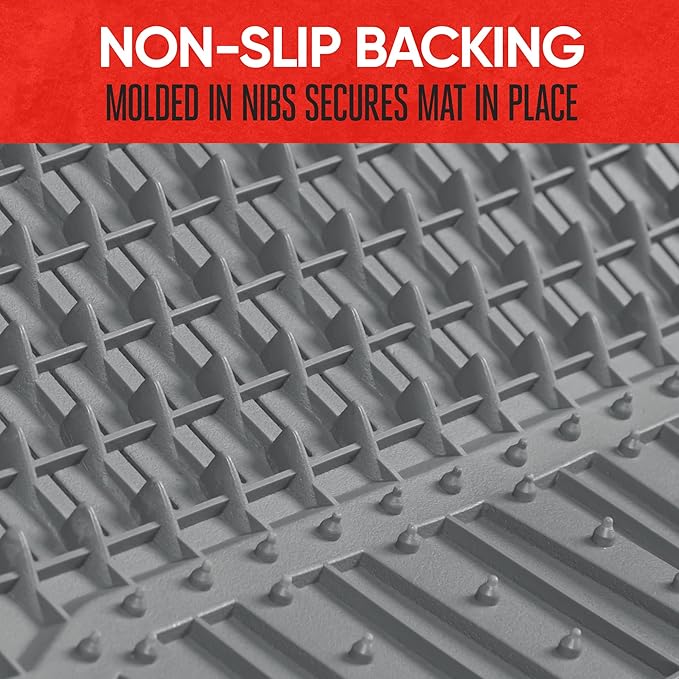 Motor Trend 943-GR FlexTough Defender Car Floor Mats -Next Generation Deep Dish Heavy Duty Contour Liners for Car SUV Truck & Van-All Weather Protection, Trim to Fit Most Vehicles Gray