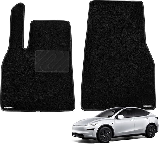 WENNEBIRD Superior Carpet Front Row Floor Mats for 2025-2026 Tesla Model Y (Juniper), 0.6-Inch Ultra-Thick, Noise-Reducing, All-Weather Waterproof Anti-Slip – 2-Pc Set