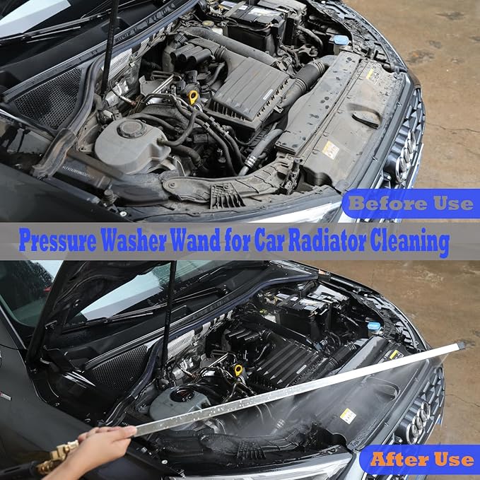 24 Inch Pressure Washer Wand for Car Radiator Cleaning Tools, Car Water Tank Cleaning Wand for Pressure Washer & Pressure Air Pump Flush Radiator Cleaning Wand Power Washer Wand with 4 Nozzle Tips