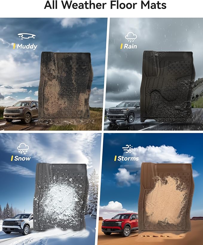 3W Floor Mats Fit for Nissan Kicks 2025 2026 (Not Fit Play Version) Accessories TPE All Weather Floor Liner, 1st and 2nd Row Car Mats Tunk Mats Full (NOT for Play Version)