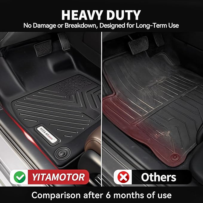 YITAMOTOR Floor Mats Compatible with 2021-2025 2026 Nissan Rogue, TPE All-Weather Protection 1st & 2nd Row Car Floor Liners Rogue Accessories, Black