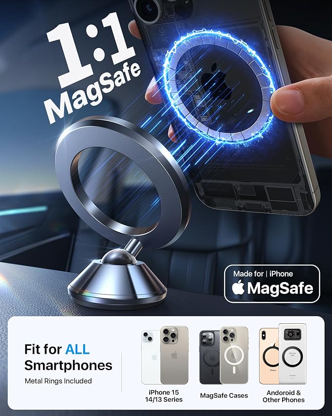 andobil for Magsafe Car Mount [20 Strongest Magnets & Upgraded 3M Adhesive] Dashboard Magnetic Car Phone Holder for iPhone 17 Pro Max 16 15 14 13 12 Cell Phone Holder Car for Samsung Galaxy S25/S24