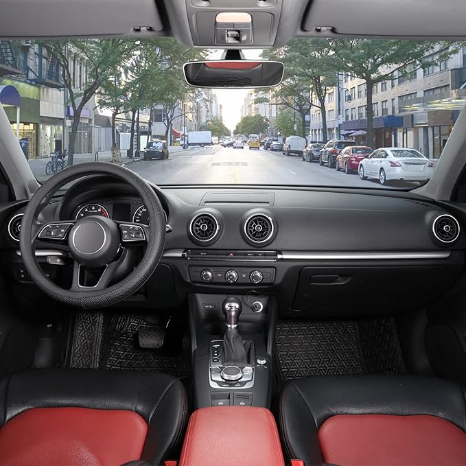 SEG Direct Black Car Steering Wheel Cover Small Size 14-14.25 inch (35.5-36 cm), for Prius Civic Model 3 Model Y Camaro, Breathable Microfiber Leather