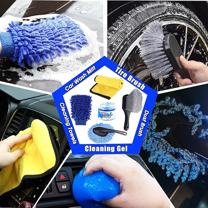 26Pcs Car Detailing Kit, Car Detailing Brush Set, Auto Detailing Drill Brush Set, Car Detailing Brushes, Car Wash Kit, Car Accessories, Car Cleaning Tools Kit for Interior, Exterior, Wheels
