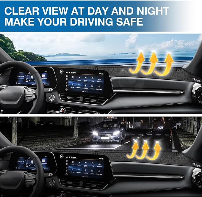 KUST Car Dash Cover for Chevrolet/Chevy Equinox 2025 2026 (Not fits for Equinox EV) Polyester Dashboard Cover Non-Slip Interior Accessories for Equinox Custom Fit Dash Mat No Glare Black