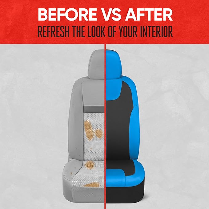 Motor Trend Blue/Black Waterproof Seat Covers for Front Seats – Premium Neoprene Blue Seat Covers, Car Seat Protectors with Removable Headrest, Interior Covers for Auto Truck Van SUV Seat Protection