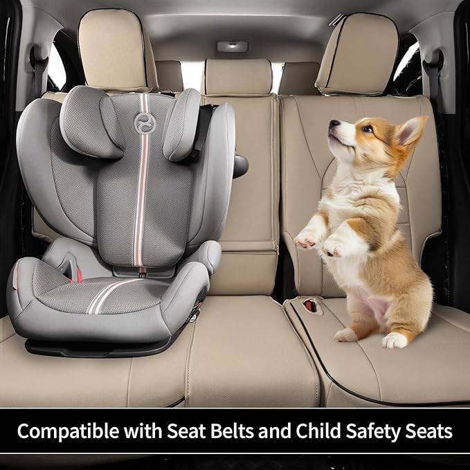 EKR Highlander Seat Covers for SUV Toyota Highlander 2020 2021 2022 2023 2024 2025 2026,2nd Row 40/60 Split,Car Seat Covers Front Seats Back Seat,Leather Seat Covers Full Set-Faux Leather(Beige)