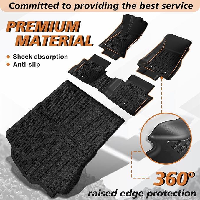 TripleAliners All-Weather Mats Compatible with 2025 2024 Dodge Charger EV Accessories Floor Liners Trunk Cover Custom Fit TPE Heavy-Duty Liners (Floor & Trunk Mats)