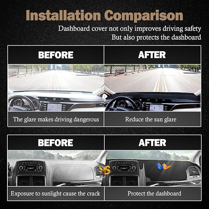 KEYOOG Dashboard Cover Dash Mat Fit for to-yota Corolla 2013-2009 (for Left Hand Drive),Car Dash Board Mat Anti-Glare Carpet,Non-Slip Pad Sunshield Protector (Black)