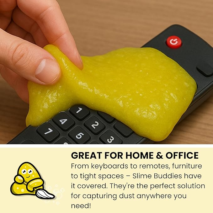 Slime Buddies Car Cleaning Gel Putty - Lemon Scented Interior Detailing Tool for Cup Holders, Air Vents & Keyboard - Reusable Auto Detailing Accessories - Dust Remover Goop - Gifts for Men Women