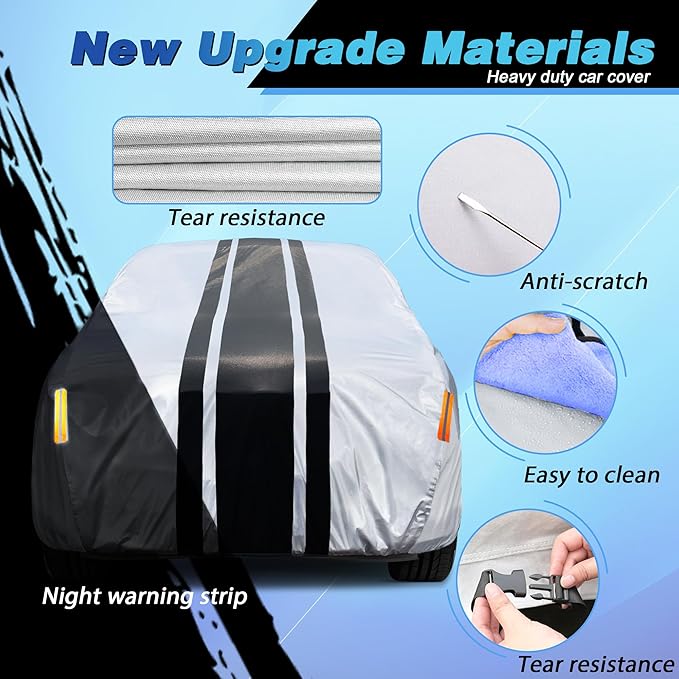 [2025 Upgrade] Heavy Duty Truck Cover Waterproof All Weather. Pickup Truck Cover Rain UV Protection. Full Outdoor Covers for Ford F150 Chevy Silverado Dodge Ram 1500. (Length Up to 228 inch) L