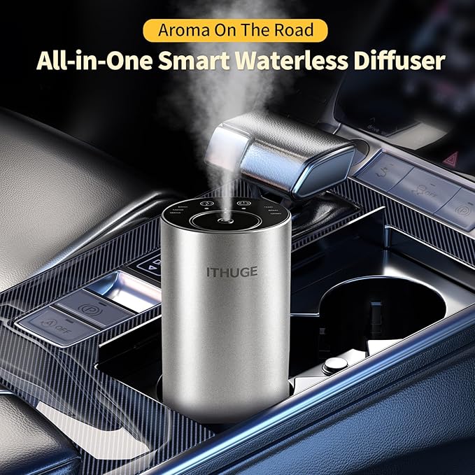 Waterless Essential Oil Diffuser, Portable Aromatherapy Diffuser with 20mL Empty Bottle, Battery Operated Mini Scent Diffuser,3 Mist Levels & Timers, Leak-Free, for Home, Car, Office (E200S)