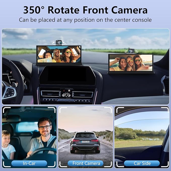 11.26" Carplay Screen for Car 4K Dash Cam Largest Car Tablet Pro Max w 350° Rotatable Camera【Cust-omized Bracket】 Apple Car Play & Android Auto Screen Real-time Navigation Bluetooth Audio Mirror Link
