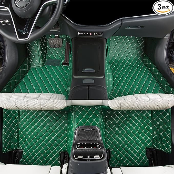 Luxury car Floor mats are for 99% of Vehicle Models,All Weather car Floor mats Provide Comprehensive Protection for Vehicles,Floor mats for car Personalized Customization! (Green Rice)