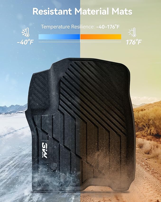 3W Floor Mats Fit for 2021 2022 2023 2025 2026 Chevy Suburban/GMC Yukon XL/Cadillac Escalade ESV 7 Seat, TPE All Weather Custom Fit Car Accessories Full Set Car Liners for Bucket Seat