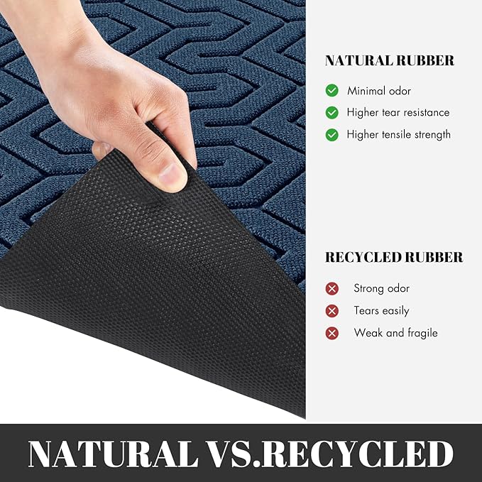 Yimobra Large Door Mat Outside Entrance 47x24, Waterproof Heavy Duty Outdoor Mats for Front Door, Non Slip Rubber Entry Mat for Garage Patio Indoor, Easy Clean, Blue