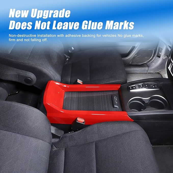 Armrest Box Frame Trim for Honda Pilot 2016-2022/ Ridgeline 2020-2023/ Passport 2019-2023 Accessories, ABS Center Console Armrest Box Frame Protective Cover (Sports Red)