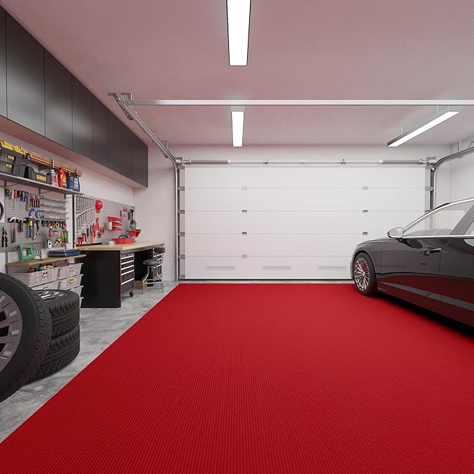 Ottomanson 6'6" x 16' Hallway Runner with Scraper Pile Extra Durable Non-Slip Rug Mat for Indoor & Outdoor Use - Ideal for Kitchen, Entryway, Patio & Garage - High-Traffic Carpet, Red